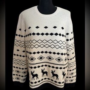 ❣️LOFT REINDEER FAIR ISLE NORDIC SOFT CREW NECK SWEATER SIZE PLUS 2XL❣️